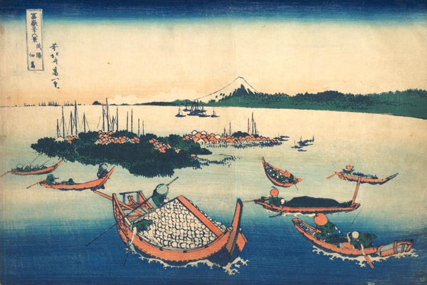 Die Insel Tsukuda in der Provinz Musashi (aus der Bildserie 36 Ansichten des Berges Fuji).  od Katsushika Hokusai