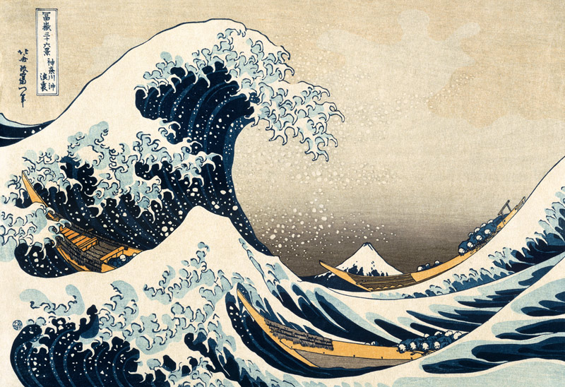 Pod vlnami na moři u Kanagawy - ze série 36 pohledů na horu Fudži od Katsushika Hokusai