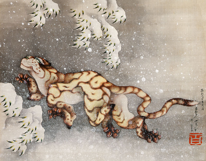 Tiger in a snowstorm od Katsushika Hokusai