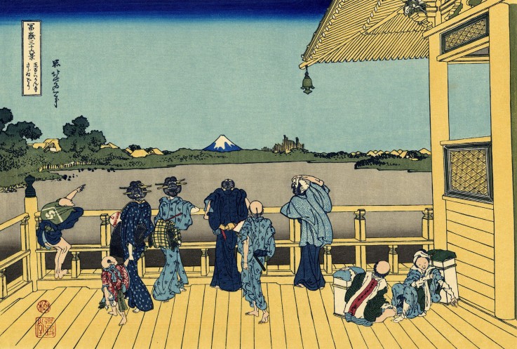 Sazai hall - Temple of Five Hundred Rakan (from a Series "36 Views of Mount Fuji") od Katsushika Hokusai
