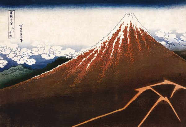 Rainstorm Beneath The Summit (The Black Fuji), From The Series ''Thirty-Six Views Of Mount Fuji'' od Katsushika Hokusai