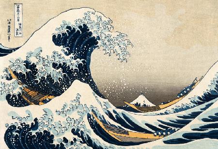 Pod vlnami na moři u Kanagawy - ze série 36 pohledů na horu Fudži - Katsushika Hokusai