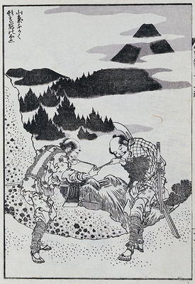 Two men, from a Manga (colour woodblock print) od Katsushika Hokusai