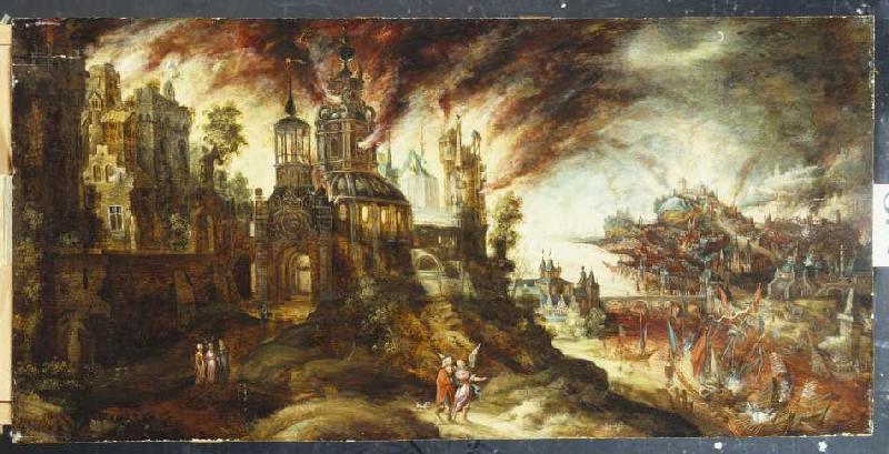 The destruction of Sodom and Gomorrha. od Kerstiaen de Coninck (Nachfolger)