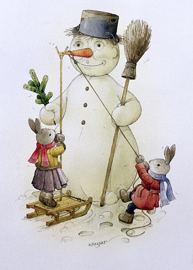 Snowman and Hares, 1999 (w/c on paper)  od  Kestutis  Kasparavicius