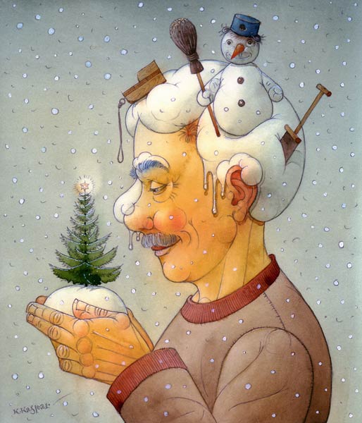 Snowy Winter, 2006 (w/c on paper)  od  Kestutis  Kasparavicius
