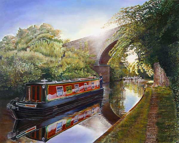 Kate Boat on the Grand Union Canal, 2001 (oil on canvas)  od Kevin 