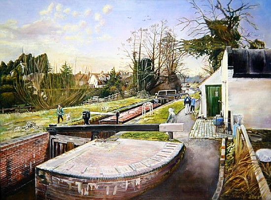 Lowsonford Locks, Stratford Canal, 2001 (oil on canvas)  od Kevin 