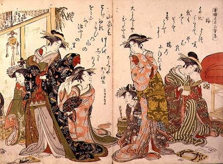 Courtesans at leisure from the 'Autographs of Yoshiwara Beauties' od Kitao Masanobu