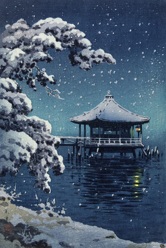 Floating Pavilion at Katada in the snow, 1934 od Koitsu Tsuchiya