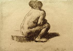 Seated female nude from behind