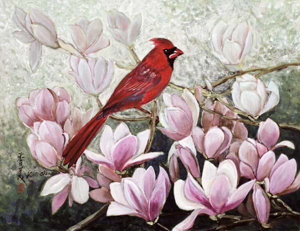 Cardinal, 2001 (gouache on rice paper)  od Komi  Chen