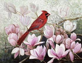 Cardinal, 2001 (gouache on rice paper) 