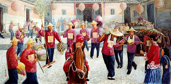 Traditional Wedding, 1997 (gouache on silk)  od Komi  Chen