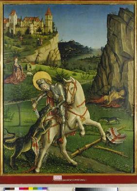St. Georg in the fight with the hang-glider