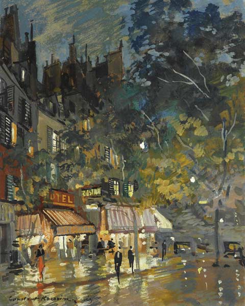 Café in Paris by night od Konstantin Alexejewitsch Korowin