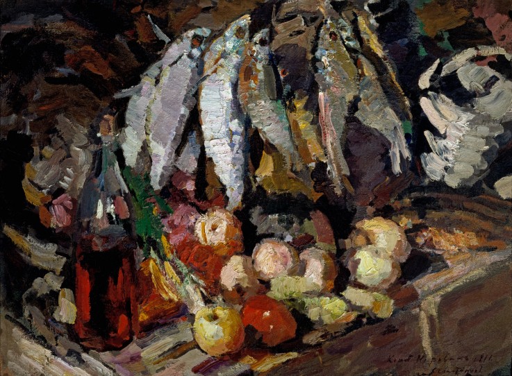 Fish, vine and fruits od Konstantin Alexejewitsch Korowin