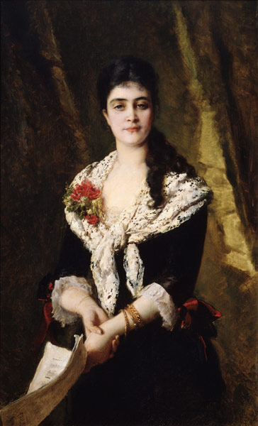 Portrait of the singer A. Panaeva-Kartseva as Tatyana in the opera Eugene Onegin by P. Tchaikovsky od Konstantin Jegorowitsch Makowski