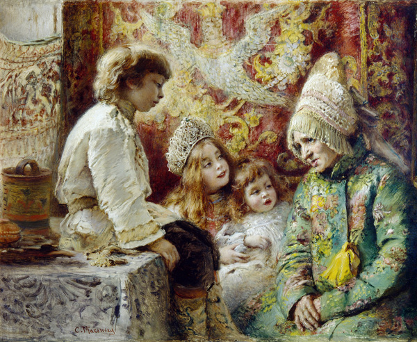 Grandma with Kids (Grandmother's Fairy Tale) od Konstantin Jegorowitsch Makowski