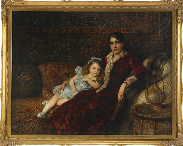 Interior with Mother and Daughter od Konstantin Jegorowitsch Makowski