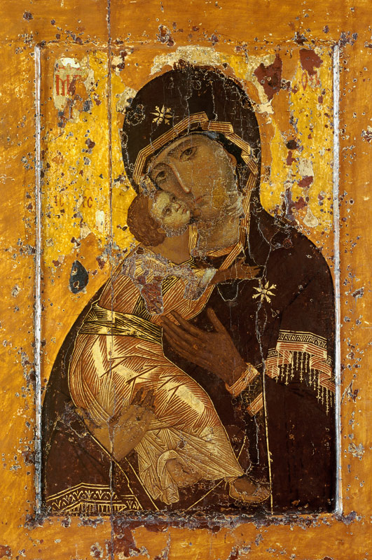 Gottesmutter von Wladimir (Detail) od Konstantinopel Ikonenmalerei