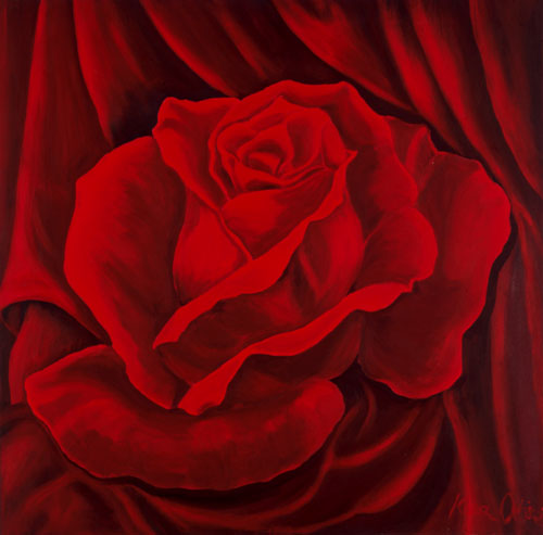 Red Drapery  with a Rose od Kora Olbrich