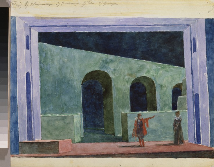 Stage design for the opera Boris Godunov by M. Musorgsky od Kosjma Ssergej. Petroff-Wodkin
