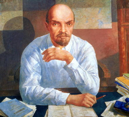 Portrait of Vladimir Ilyich Lenin (1870-1924), 1934 (oil on canvas) od Kosjma Ssergej. Petroff-Wodkin