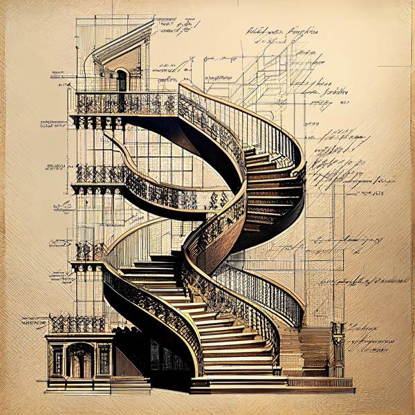 AI failure - this is how AI constructs a spiral staircase od Kunskopie Kunstkopie