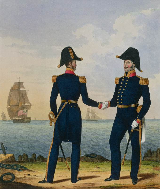 Captains, plate 5 from 'Costume of the Royal Navy and Marines', engraved by the artists, c.1830-37 ( od L. and Eschauzier, St. Mansion