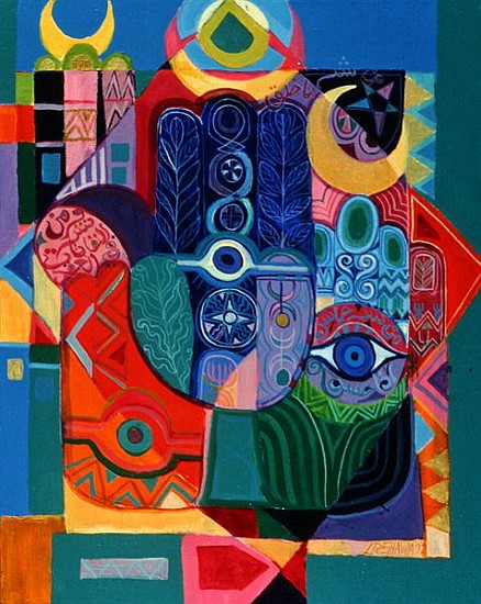 Hands as Amulets I, 1992 (acrylic on canvas)  od Laila  Shawa