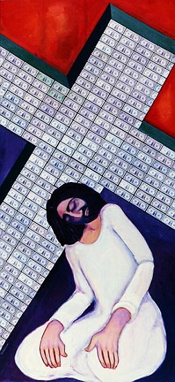 The 2nd Fall, 2000 (acrylic & paper on canvas)  od Laila  Shawa