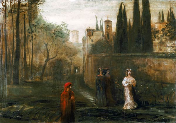 The meeting of Dante and Beatrice od Lajos Gulácsy