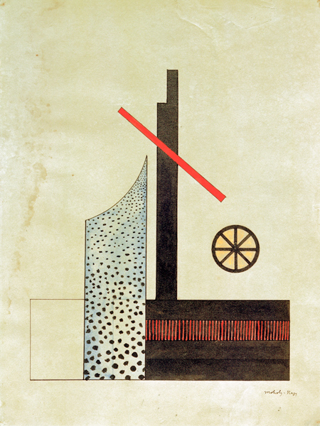 Komposition mit Rad od László Moholy-Nagy