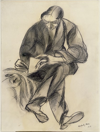 Seated figure reading od László Moholy-Nagy