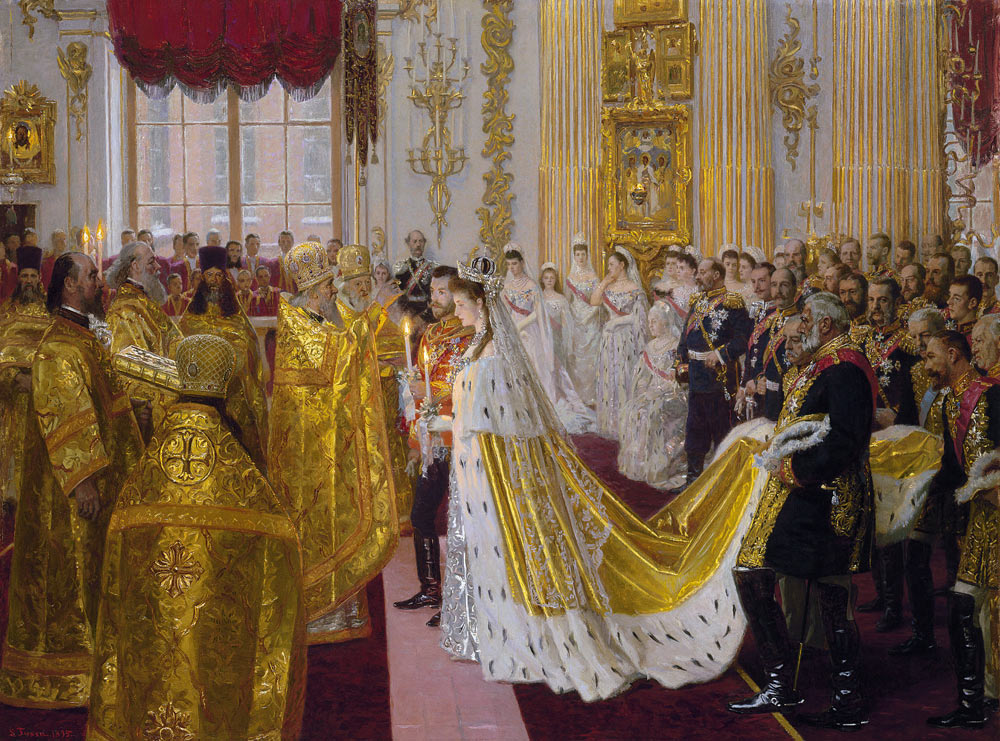 The wedding of Tsar Nicholas II and the Princess Alix of Hesse-Darmstadt on November 26, 1894 od Laurits Regner Tuxen