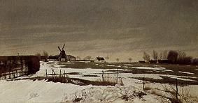 Late winter landscape with windmill od Lauritz Andersen Ring