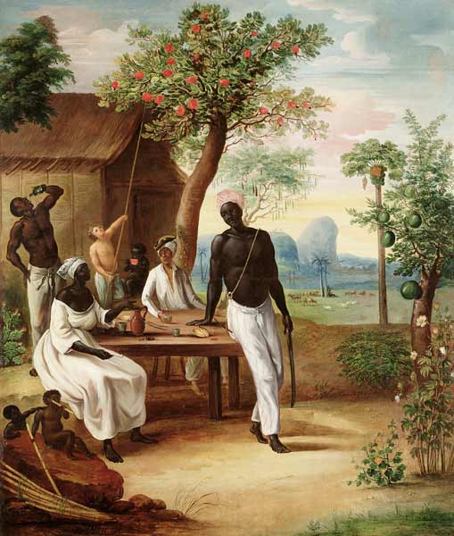 Black Slaves Seated Outside their House in Martinique od Le  Masurier