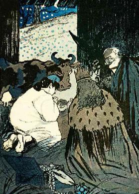 Emile Loubet and Marianne welcome the wise men into the Manger, 1905. (litho)