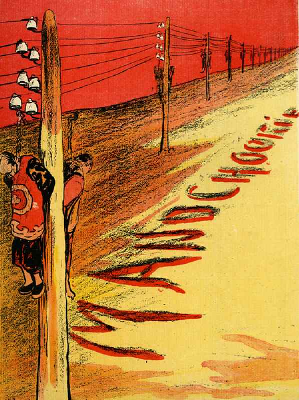 First Steps towards progress - Massacred Manchurian civilians hanging from telegraph poles, 1904 (li od Leal de Camara