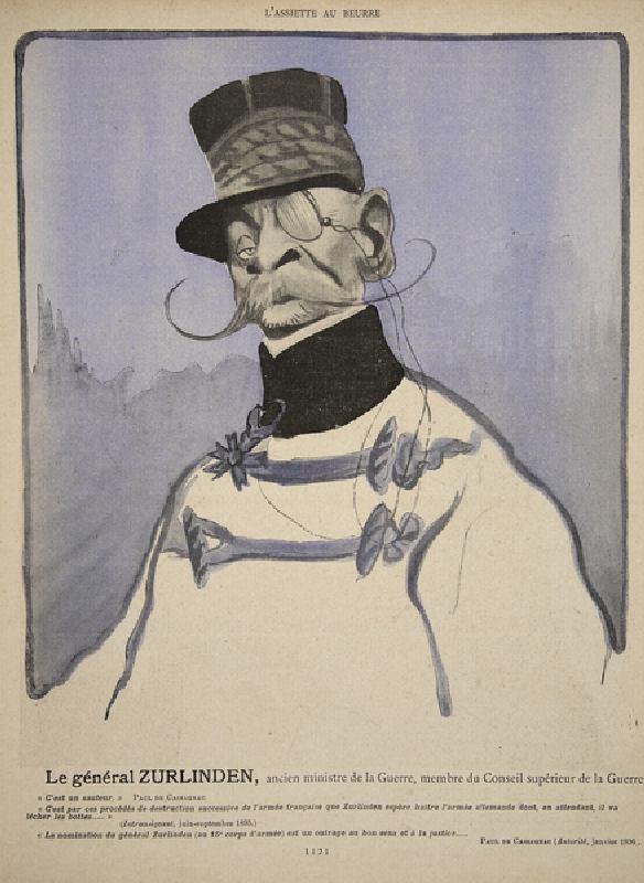 General Zurlinden, former Minister of War, member of the War Council, illustration from Lassiette au od Leal de Camara