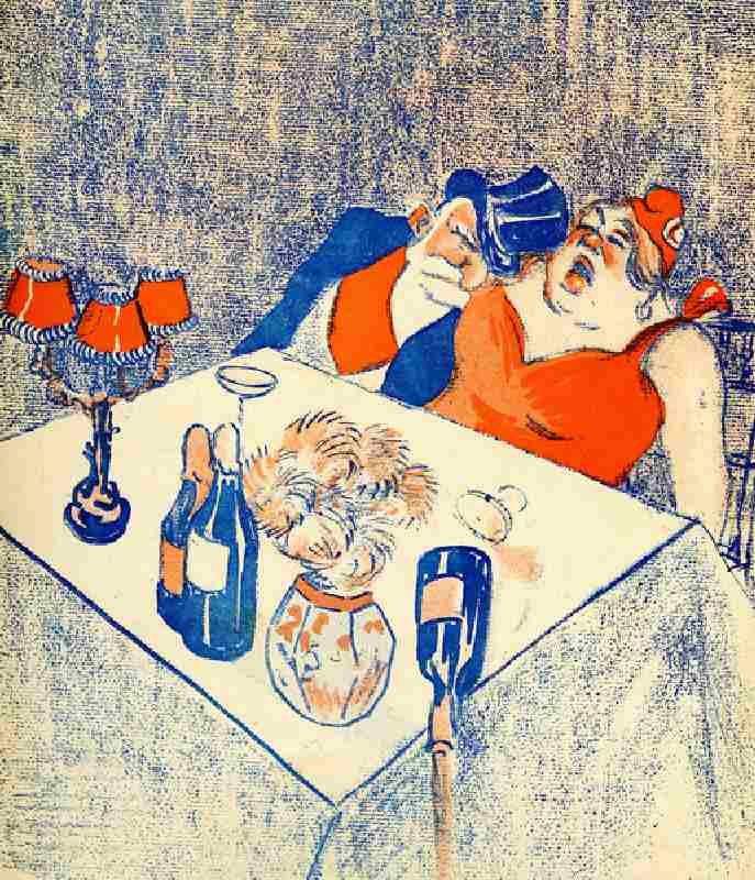 She and he, the last bomb - Emile Loubet and Marianne fall asleep at the Xmas table, 1905. (litho) od Leal de Camara