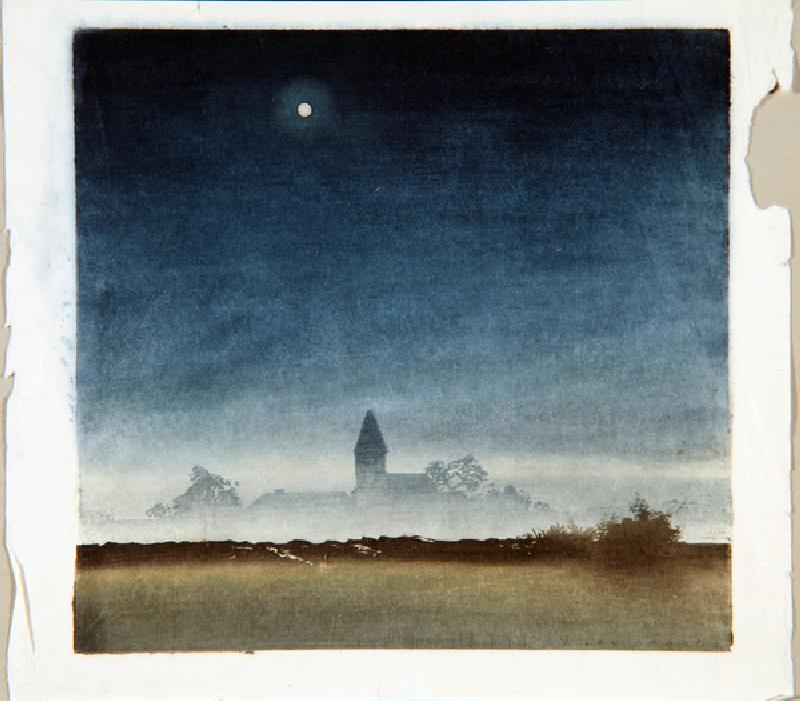 Moonlit Landscape, c.1920 (woodblock) od Leo Frank
