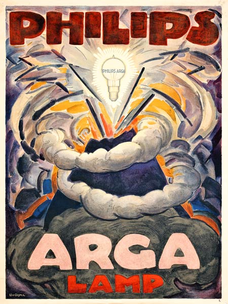 Poster advertising Philips Arga Lamp od Leo Gestel