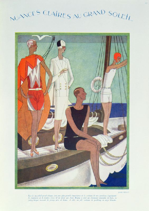 Summer Life on the yacht, fashion plate from Femina magazine, May 1927 (colour litho) od Leon Benigni