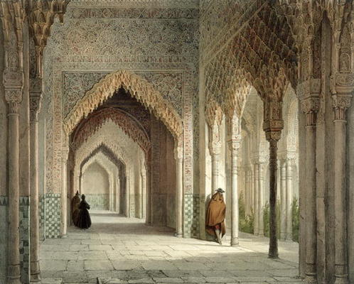The Court Room of the Alhambra, Granada, 1853 (litho) od Leon Auguste Asselineau