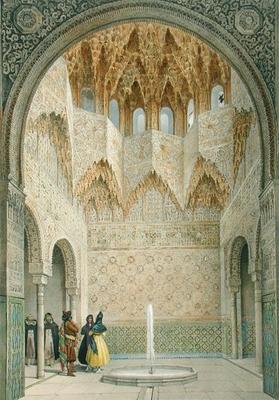 The Hall of the Abencerrages, the Alhambra, Granada, 1853 (coloured litho) od Leon Auguste Asselineau