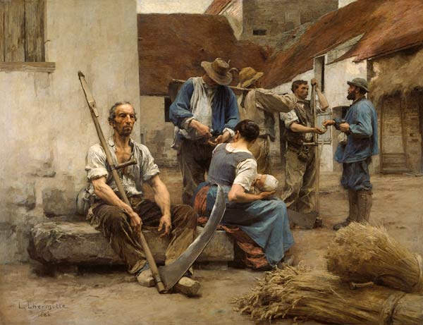 The Harvesters' Pay, after the original of 1882 (colour litho) od Leon Augustin Lhermitte