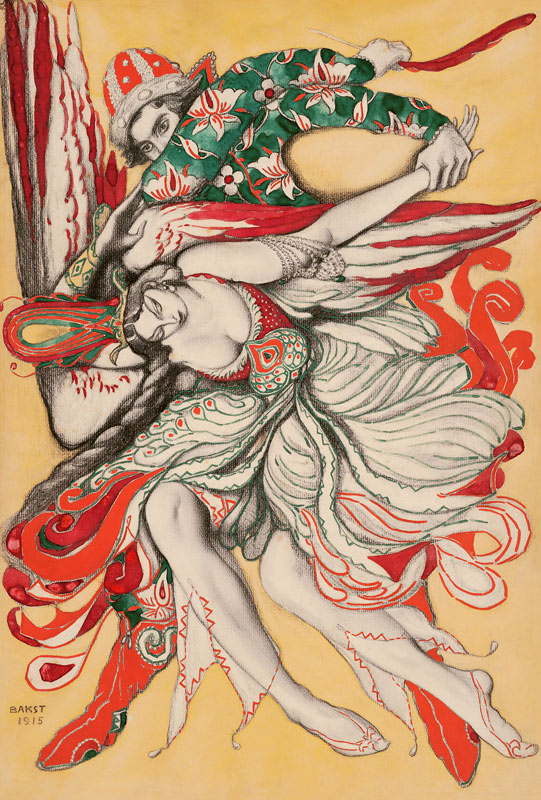 Poster design for the ballet "The Firebird" ("L'Oiseau de feu") by I. Stravinsky od Leon Nikolajewitsch Bakst