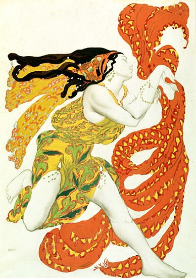 Costume design for a bacchante in ''Narcisse'' by Tcherepnin, 1911(see also 4728) od Leon Nikolajewitsch Bakst